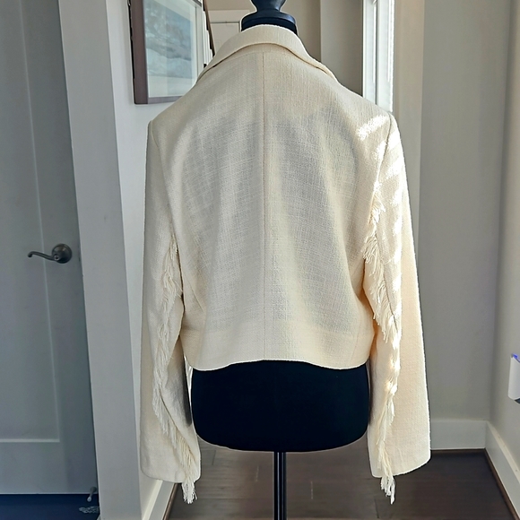 Banana Republic Jacket, Cream, Size 14 w/ fringes on back of sleeves - Picture 4 of 9